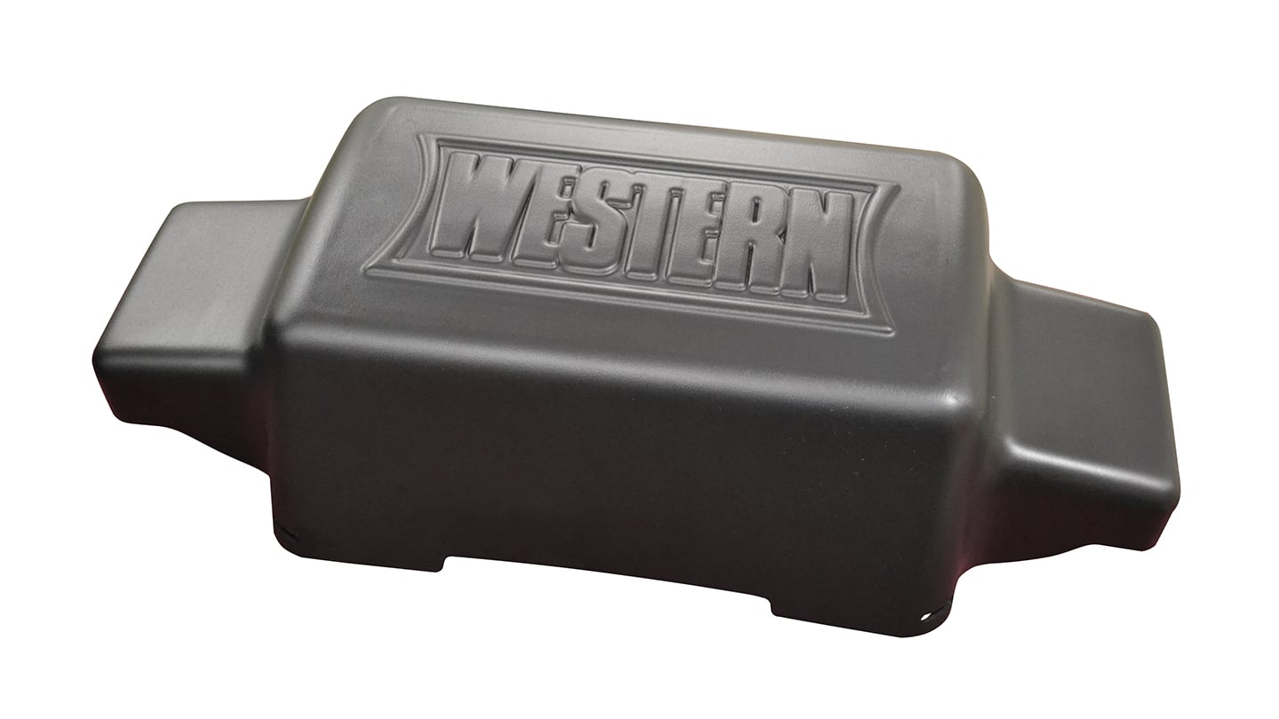 Thermoformed plastic snowplow moldboard on a Western Products plow